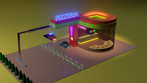 Low Poly Pizza Shop preview image